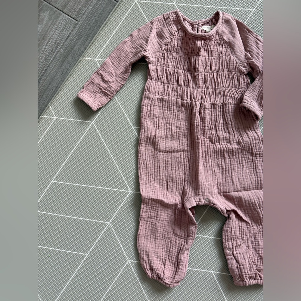 Grayson Collective|Baby girl blush Pink Long Sleeve jumpsuit,gauzy muslin•••Boho